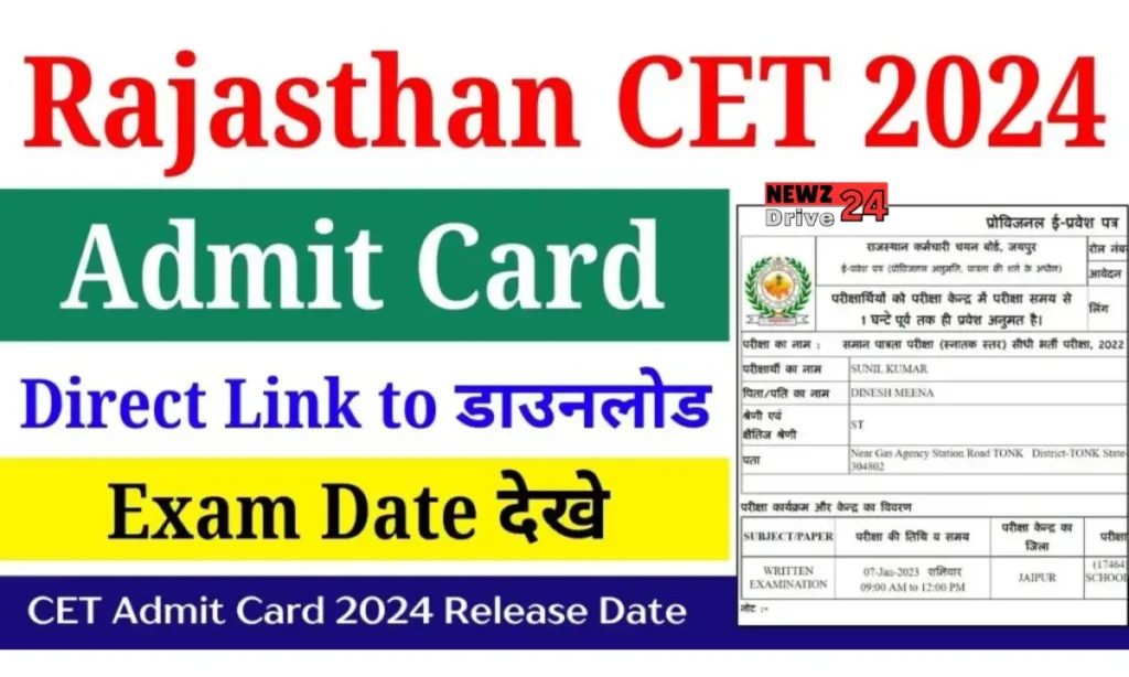 Rajasthan CET 12th Level Admit Card 2024