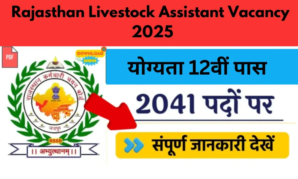 Rajasthan Livestock Assistant Vacancy 2025